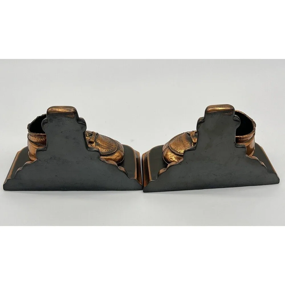 Vintage MCM BRONZE BABY SHOE and BOOTIE Bookends Nursery Childcare Decor